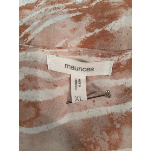 Maurices XL Button-Front Sleeveless Top Burnt Orange & White Zebra Print - Picture 3 of 6